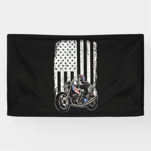 motorfiets - gedetailleerd met Amerikaanse vlag Spandoek (Horizontaal)