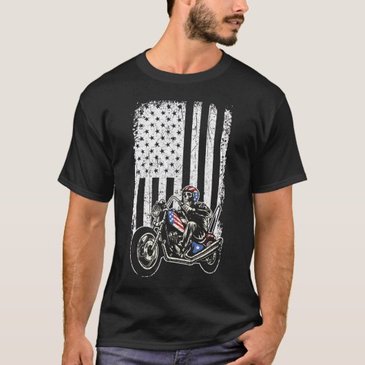 motorfiets, gedetailleerd met Amerikaanse vlag T-shirt (Voorkant)