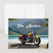 Motorfiets geparkeerd in de buurt van Lake Briefkaart (Voorkant / Achterkant)