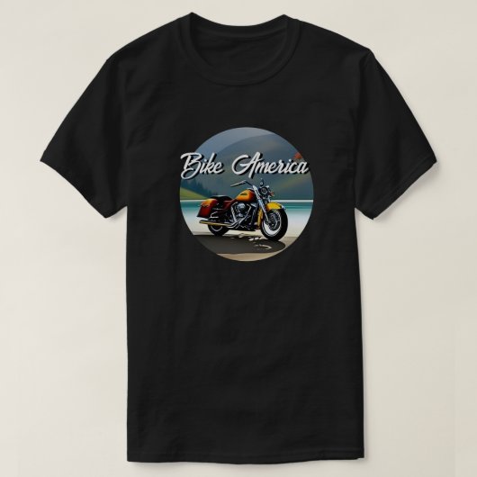 Motorfiets geparkeerd in de buurt van Lake T-shirt (Design voorkant)