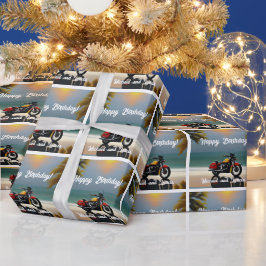 Motorfiets geparkeerd in de buurt van Ocean Cadeaupapier
