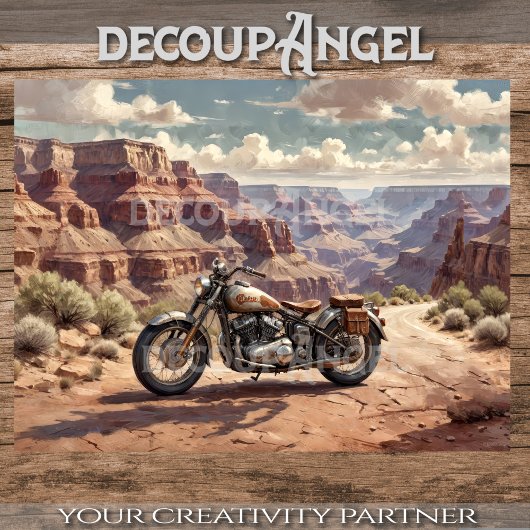  motorfiets geparkeerd in de Grand Canyon #2 Tissuepapier