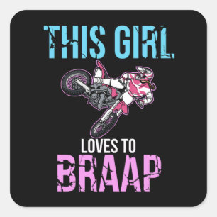 Motorfiets Girls Dirt Bike Women Motocross Braap Vierkante Sticker