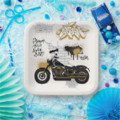 Motorfiets goud en crème papieren bord (Feest)