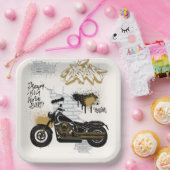 Motorfiets goud en crème papieren bord (Feest)