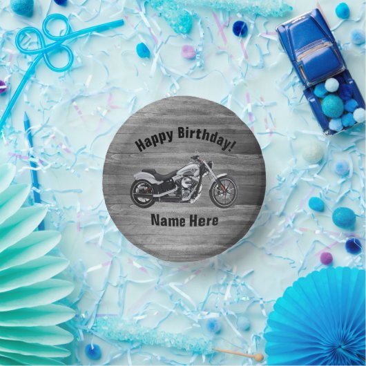 Motorfiets Happy Birthday Custom Name Cool Papieren Kommen (Feest)
