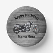 Motorfiets Happy Birthday Custom Name Cool Papieren Kommen (Voorkant)