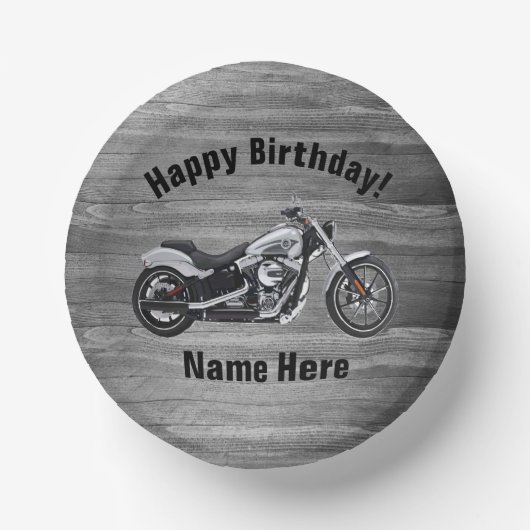 Motorfiets Happy Birthday Custom Name Cool Papieren Kommen (Voorkant)
