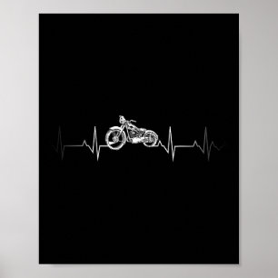 Motorfiets Hartslag T-shirt - Ik hou van mijn moto Poster