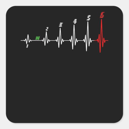 Motorfiets Heartbeat Speed Fiets Motorcross Vierkante Sticker (Voorkant)