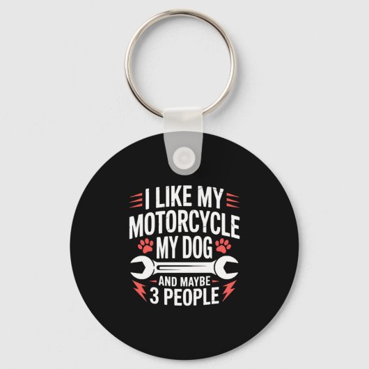Motorfiets Hond Eigenaar Humor Sleutelhanger (Voorkant)