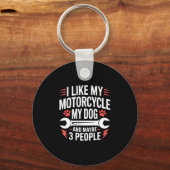 Motorfiets Hond Eigenaar Humor Sleutelhanger (Voorkant)