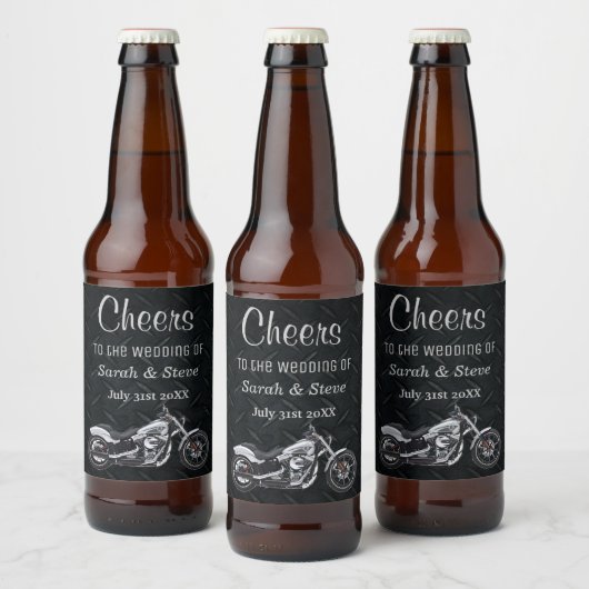 Motorfiets Huwelijk Cheers Bier Label Etiket (Flessen)