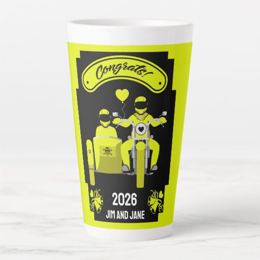 Motorfiets Huwelijkscadeaus voor koppel Latte Mok (Voorkant)