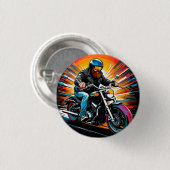 Motorfiets Illustratie met Rijder Ronde Button 3,2 Cm (Voorkant /achterkant)