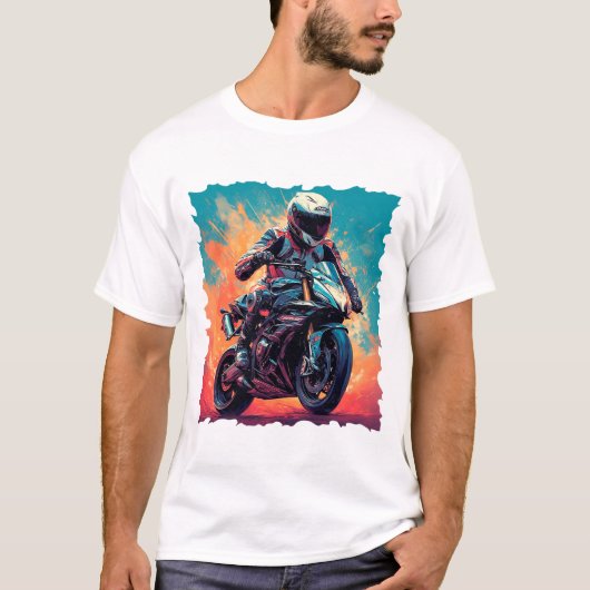 Motorfiets in actie t-shirt (Voorkant)