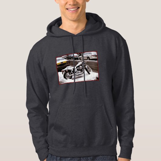 'Motorfiets in de winter' Volwassenen overhemd Hoodie (Voorkant)