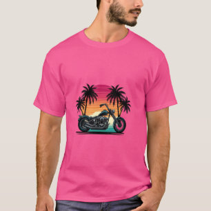 Motorfiets in de zonsondergang voor motorrijders e t-shirt