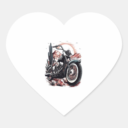 Motorfiets in Desert Cactus Westerne Set (3) Hart Sticker (Voorkant)