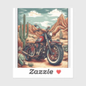 Motorfiets in Desert Cactus Westerne Set (4) Sticker (Vel)