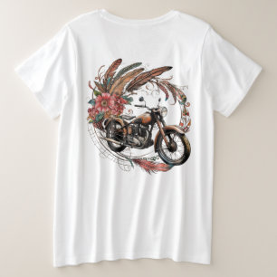 motorfiets in Moto Boho-stijl Grote Maat T-shirt