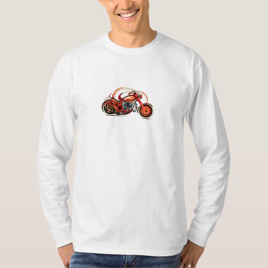 Motorfiets in speelse lijnen t-shirt (Voorkant)