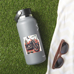 Motorfiets in western omgeving met woestijncactus sticker