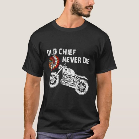 Motorfiets indiaanse oud chef nooit sterven hoodie t-shirt (Voorkant)