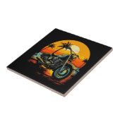 motorfiets-is-geparkeerd-strand-met-palmbomen tegeltje (Zijkant)