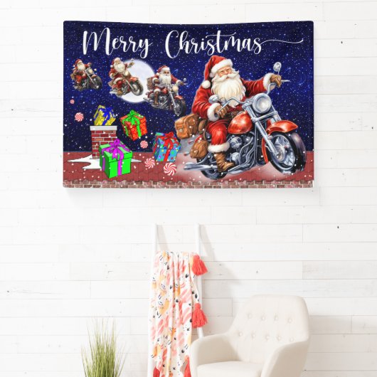 Motorfiets Kerst Binnen of Buiten Spandoek (Insitu)