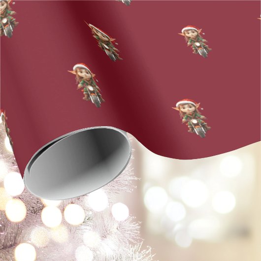 Motorfiets Kerst Elf Wrapping Paper Cadeaupapier