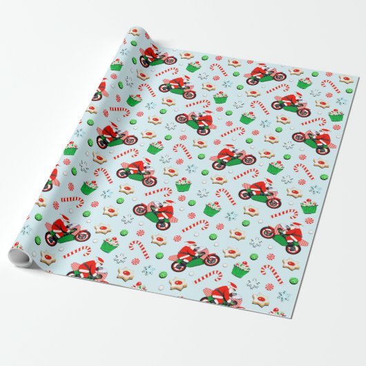 Motorfiets Kerstcadeau Cadeaupapier (Uitgerold)