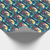 Motorfiets Kerstman Kerstavond Cadeaupapier (Hoek)