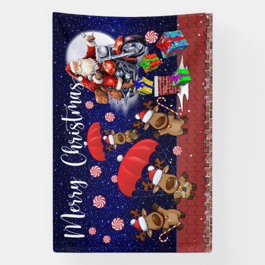 Motorfiets Kerstmis Binnen of Openlucht Spandoek (Verticaal)