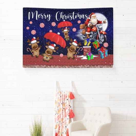 Motorfiets Kerstmis Binnen of Openlucht Spandoek (Insitu)