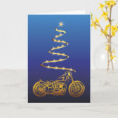 Motorfiets Kerstmis met gouden fiets en boom Kaart (Gele Bloem)