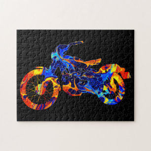 MOTORFIETS KLEURRIJK MIX NEON VERF LEGPUZZEL