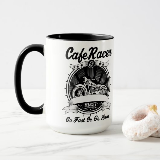 Motorfiets Koffiekop Mok (Met donut)