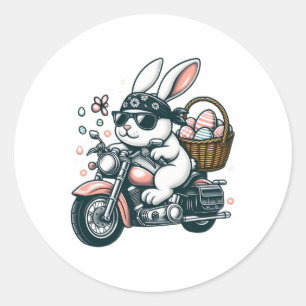Motorfiets Konijn Paas Biker Eieren Ronde Sticker