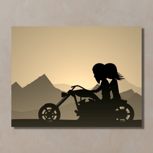 Motorfiets Koppel Berg Bruiloft Kaart