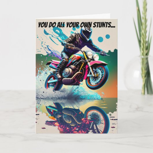 Motorfiets krijgen goed grappig ongeval kaart (Voorkant)