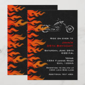 Motorfiets Leren Vlammen Feest Uitnodiging (Voorkant / Achterkant)
