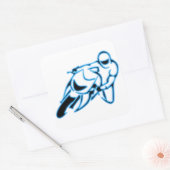 Motorfiets Logo Zwart met Neon Blue Lines Vierkante Sticker (Envelop)