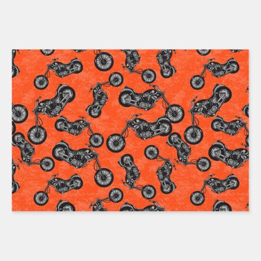 Motorfiets Lovers Biker Mannen Black White Pattern Inpakpapier Vel (Voorkant 3)