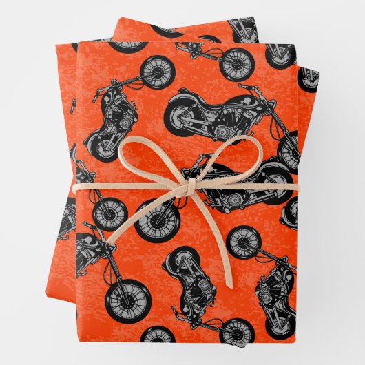 Motorfiets Lovers Biker Mannen Black White Pattern Inpakpapier Vel (In situ)