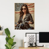  motorfiets meisje biker poster (Thuiskantoor)