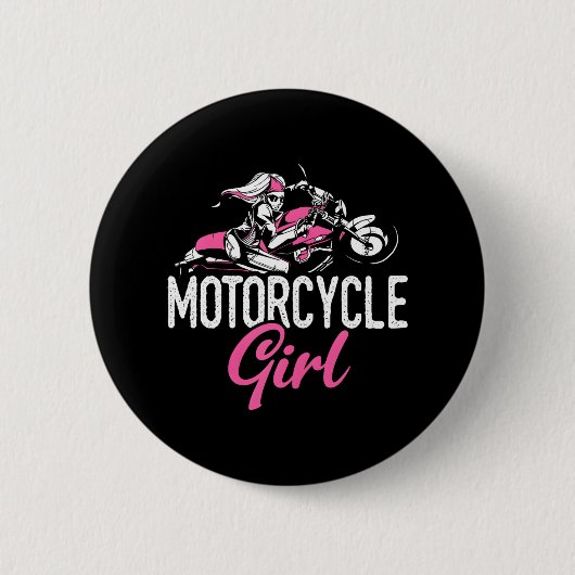 Motorfiets Meisje Fietsmotor Motorfiets Ronde Button 5,7 Cm (Voorkant)
