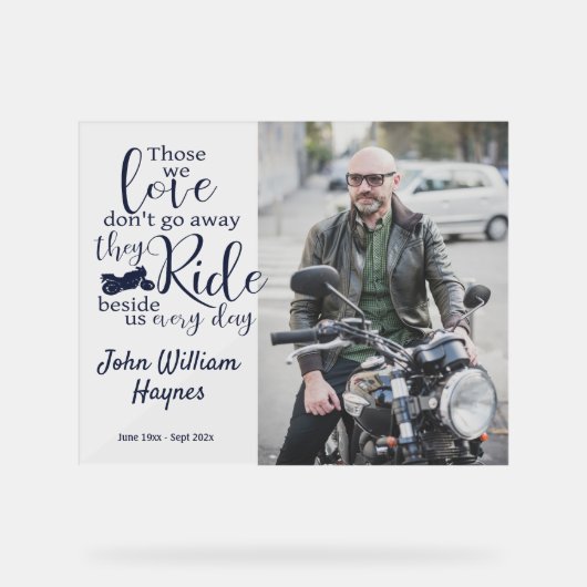 Motorfiets Memorial Foto Keepsake Acryl Bord (Voorkant)