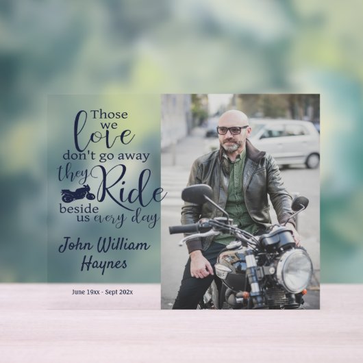 Motorfiets Memorial Foto Keepsake Acryl Bord (Neutraal)