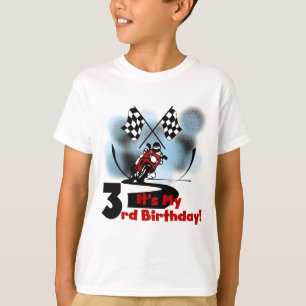 Motorfiets met 3rd Birthday-overhemden T-shirt